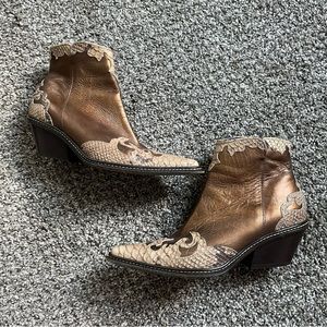Donald J Pliner Joya western couture ankle boot bronze